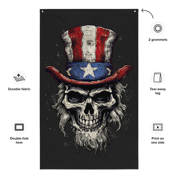 Uncle Sam Skull Wall Flag - 1 Nation Design