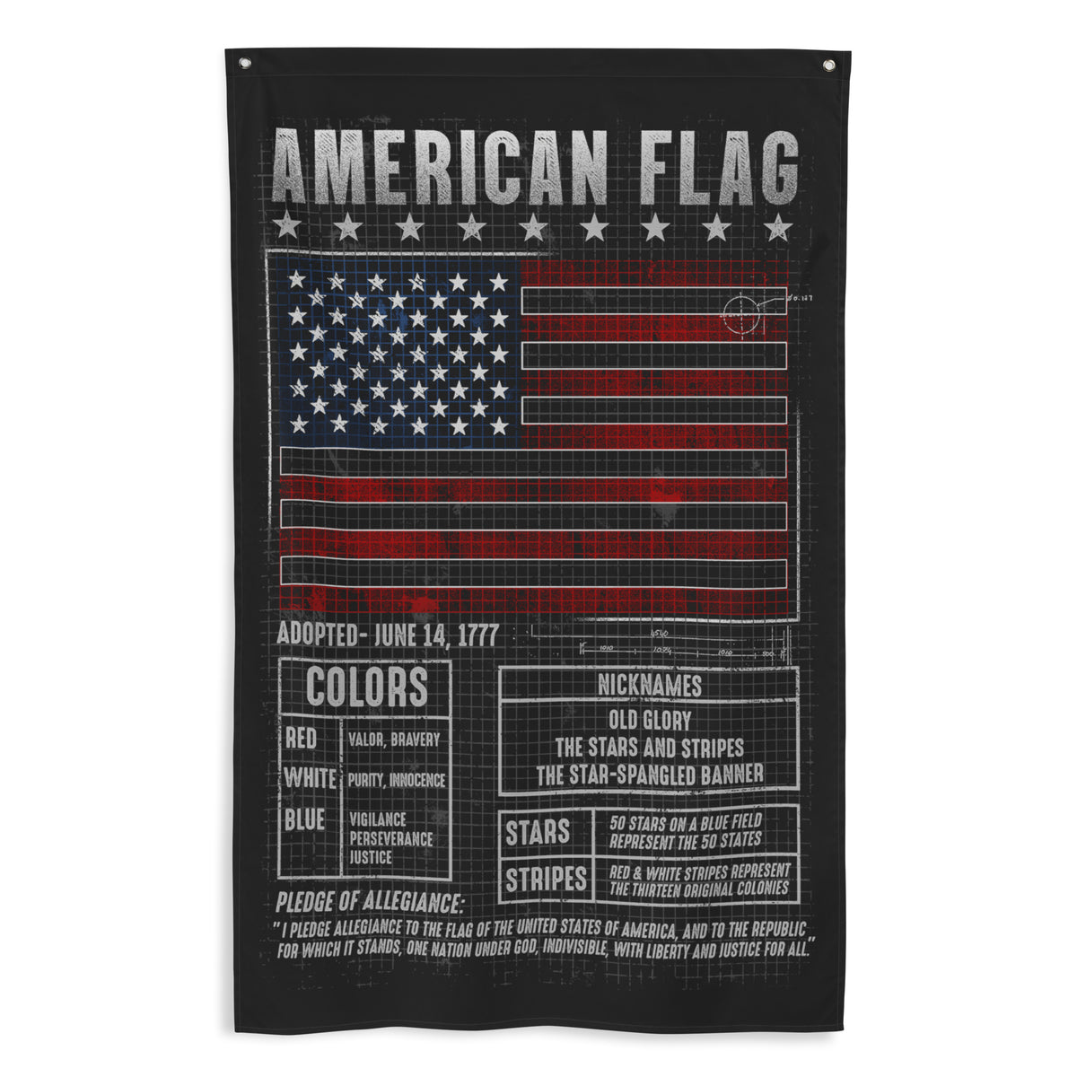 American Flag Blueprint Wall Flag