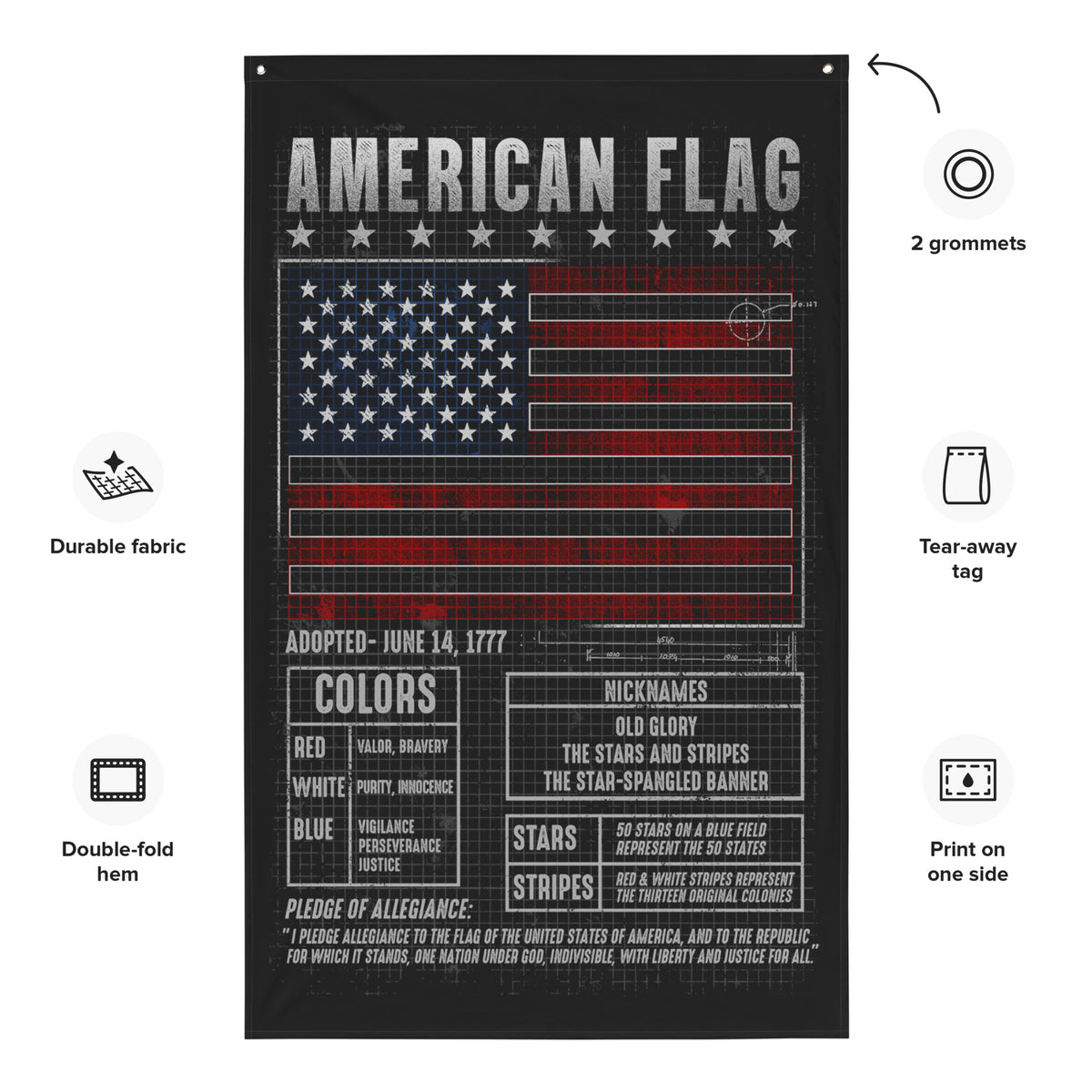 American Flag Blueprint Wall Flag