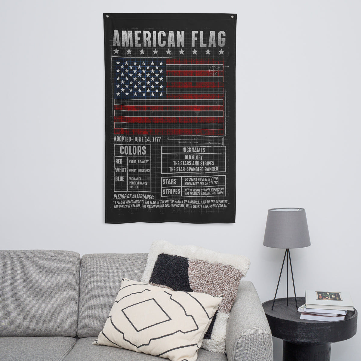 American Flag Blueprint Wall Flag