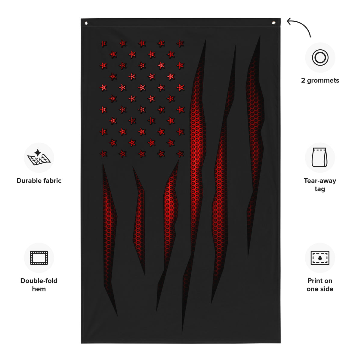 Red Carbon Onyx American Flag Wall Flag