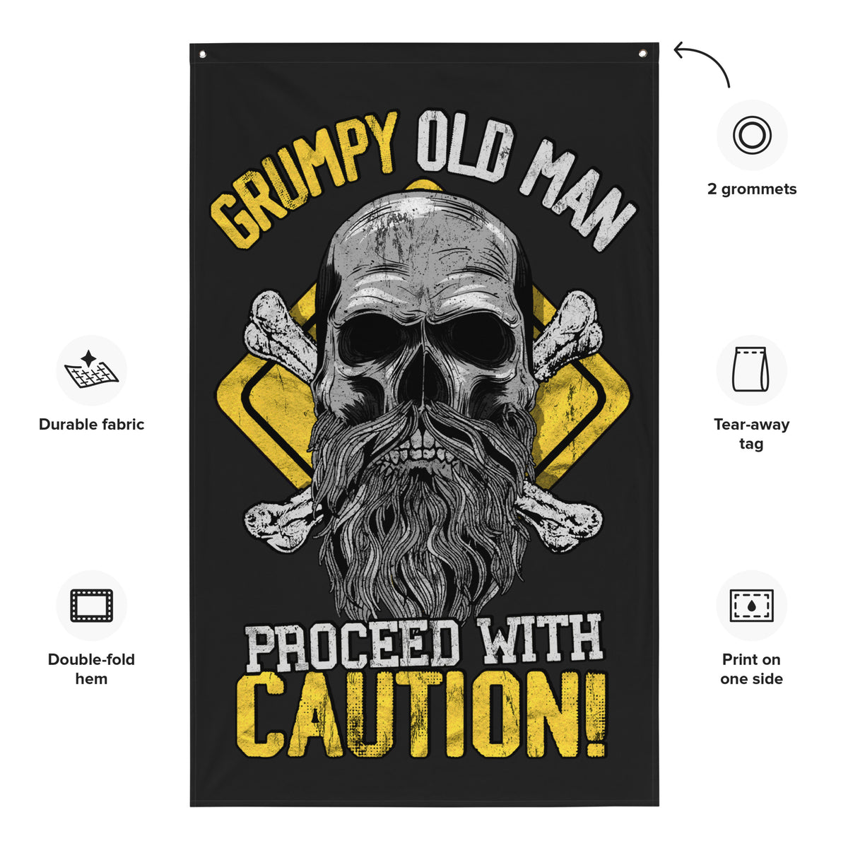 Caution: Grumpy Old Man Wall Flag