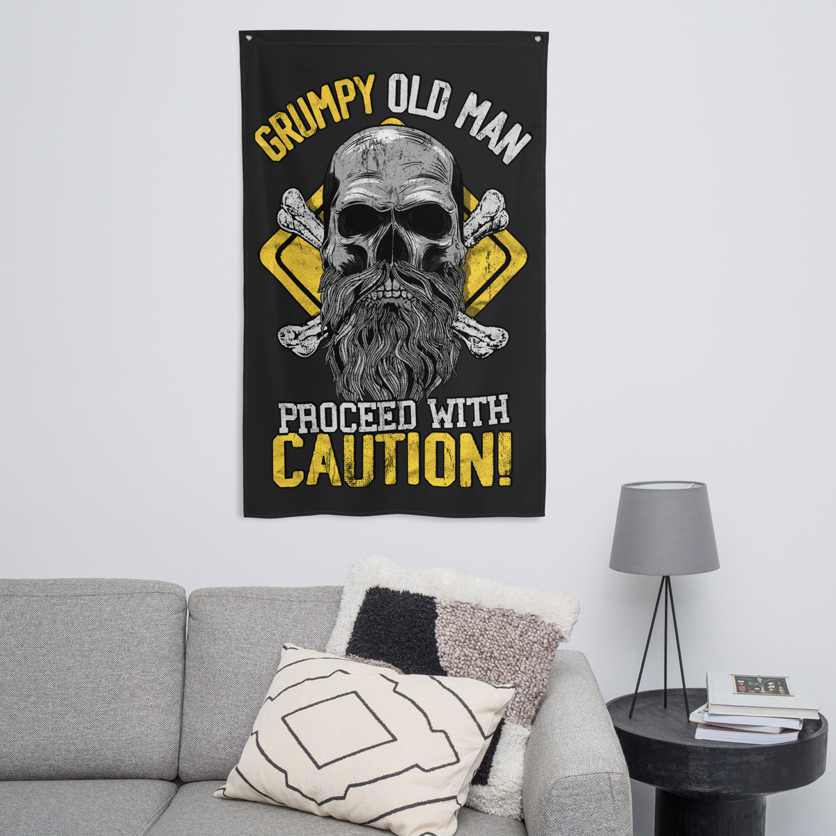 Caution: Grumpy Old Man Wall Flag