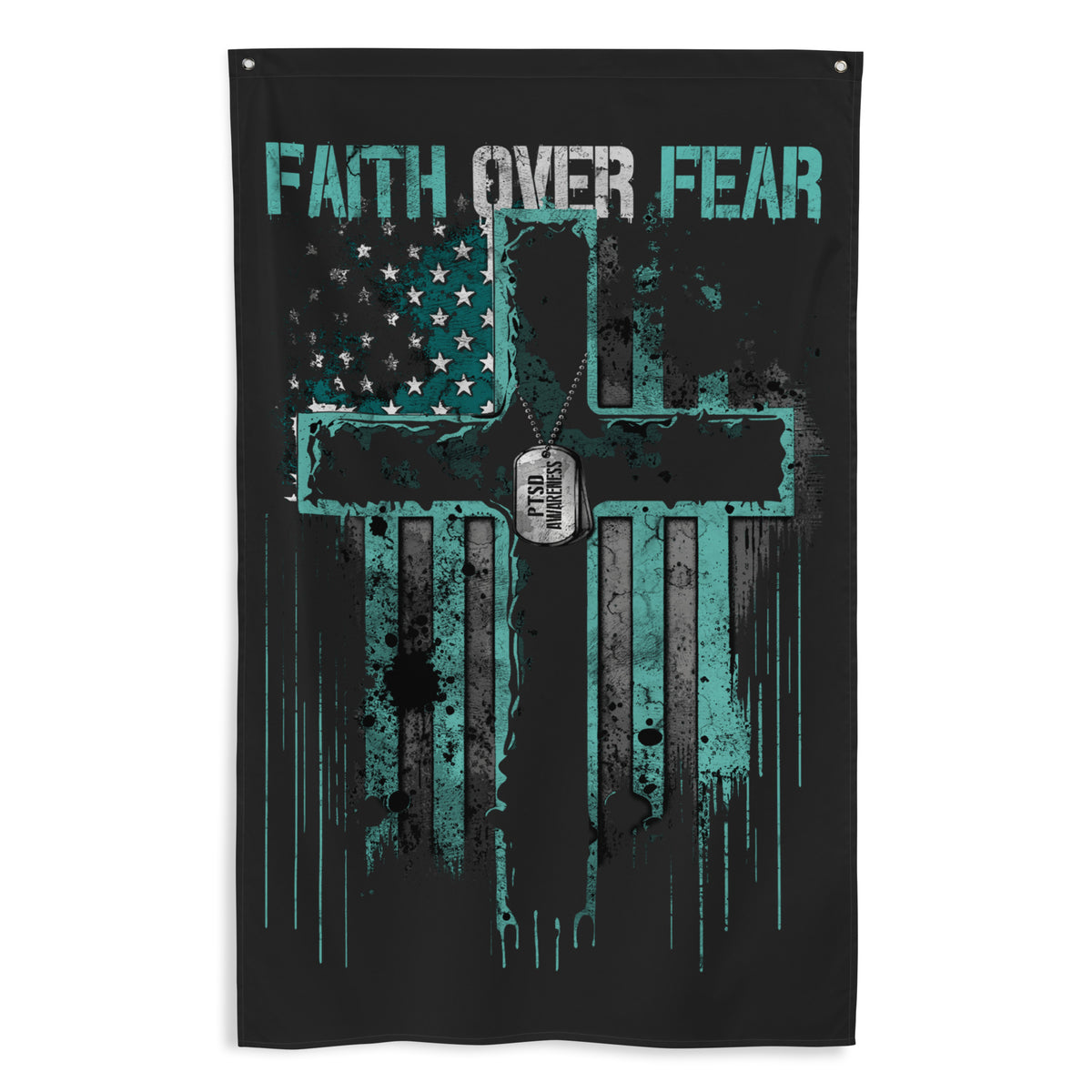 PTSD: Faith Over Fear Wall Flag