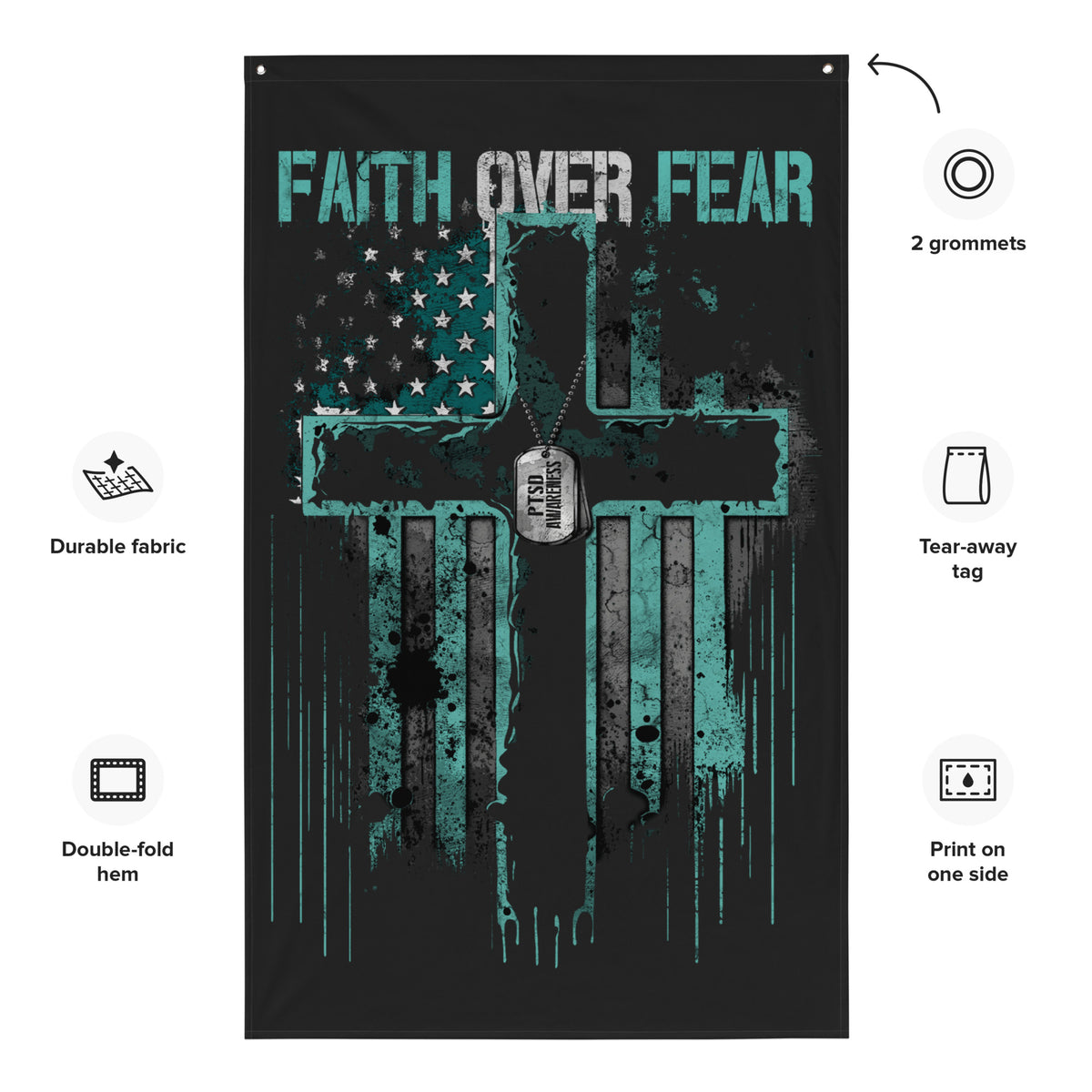 PTSD: Faith Over Fear Wall Flag