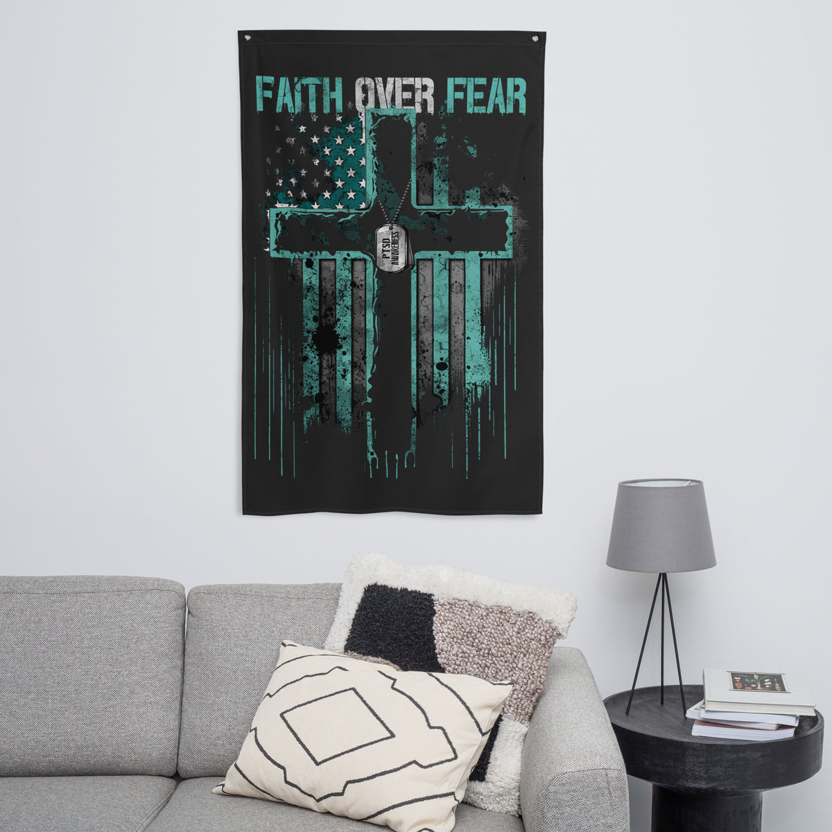 PTSD: Faith Over Fear Wall Flag