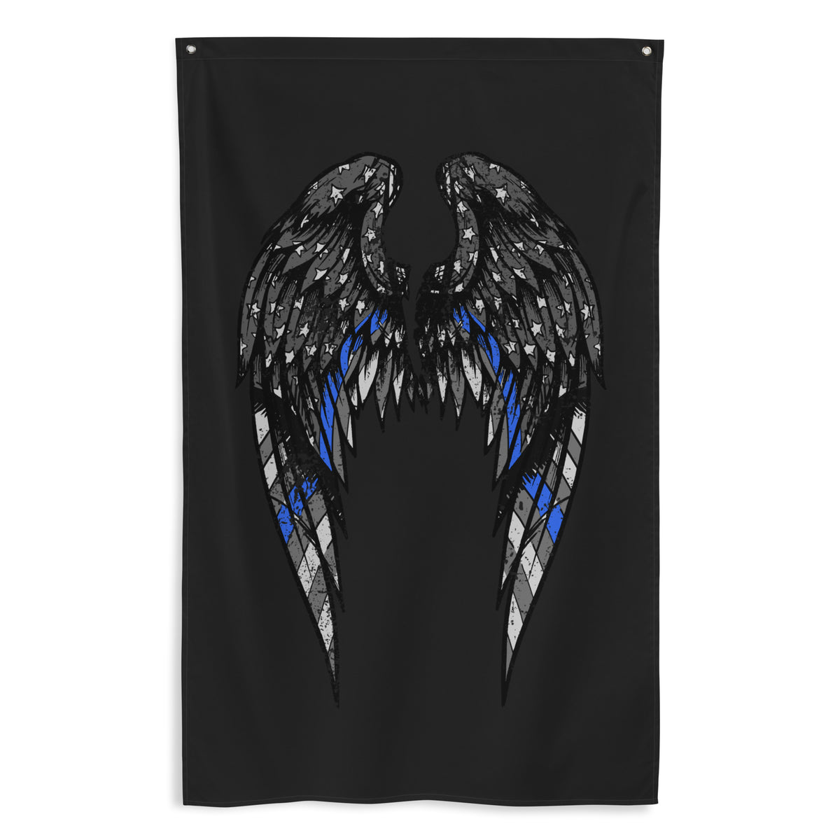 Thin Blue Line Angel Wings Wall Flag