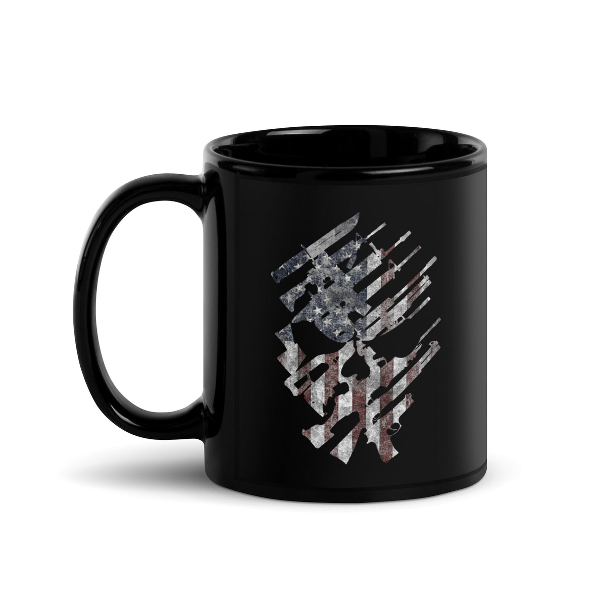 American Flag -Skull and Weapons Mug