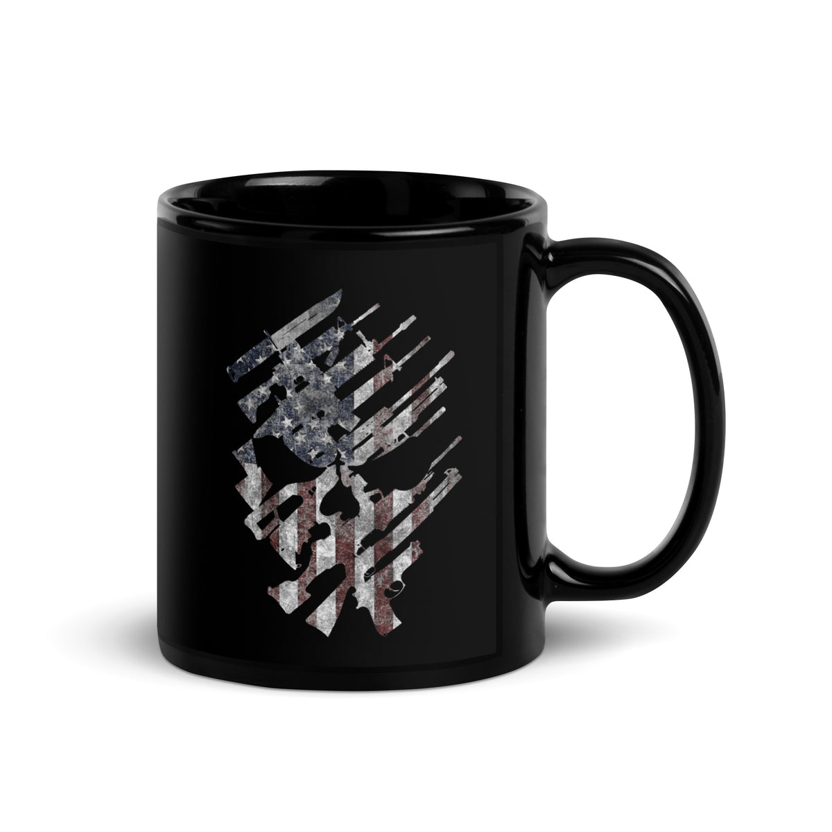 American Flag -Skull and Weapons Mug