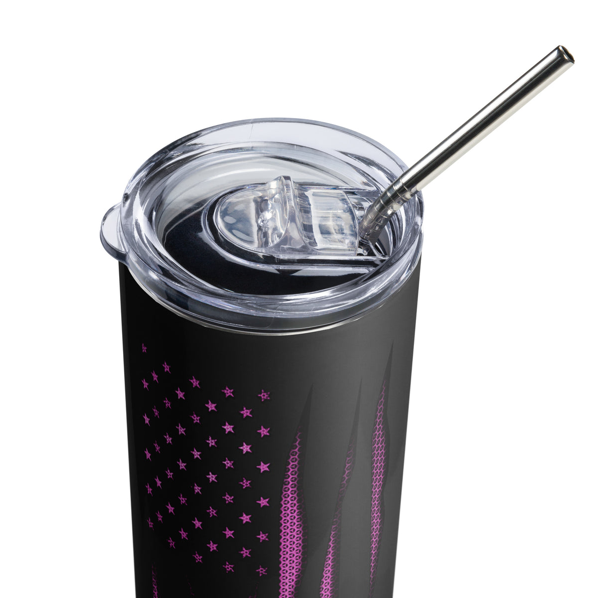 Pink Carbon Onyx American Flag Tumbler