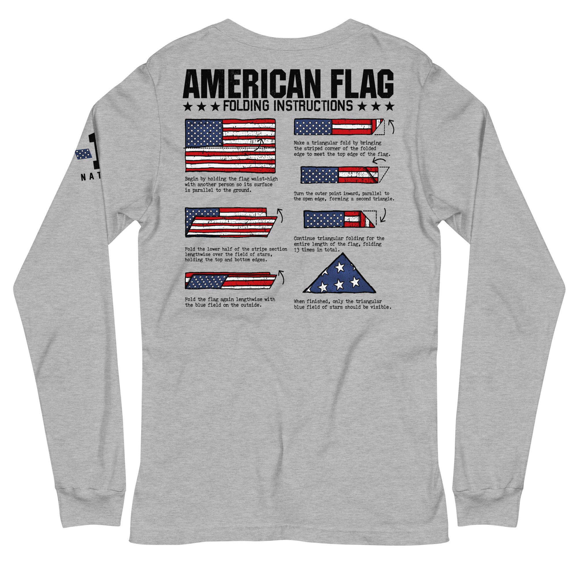 American Flag Folding Instructions Long Sleeve - 1 Nation Design