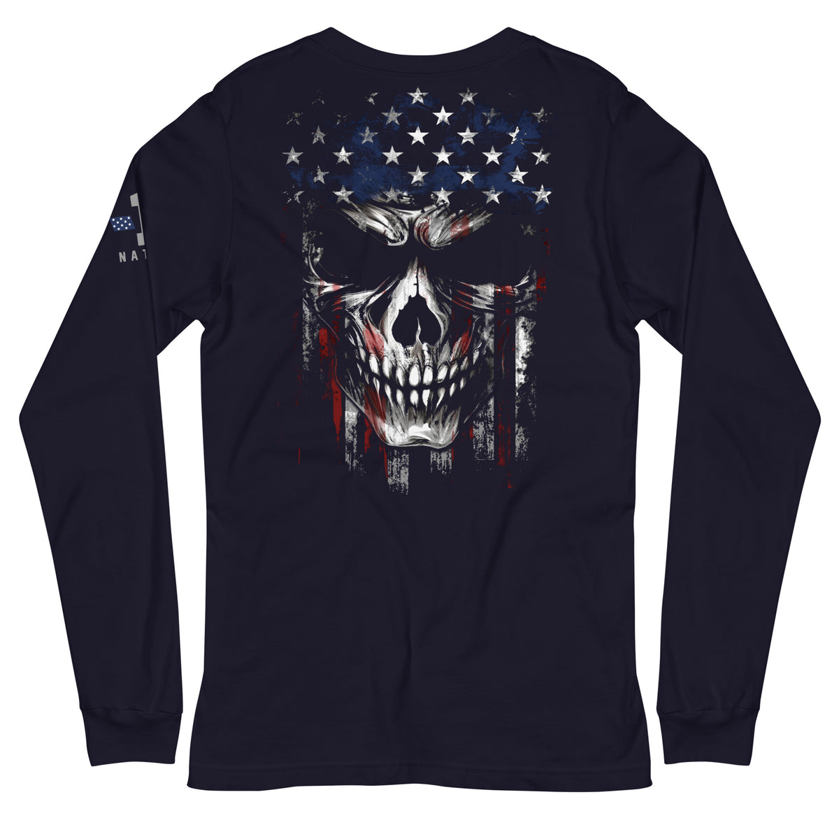 American Flag -Skull Long Sleeve